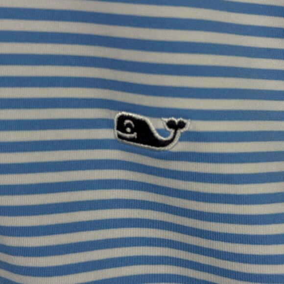 Vineyard Vines Polo Shirt Mens 2XL Light Blue Striped Performance Stretch Golf - Picture 5 of 11